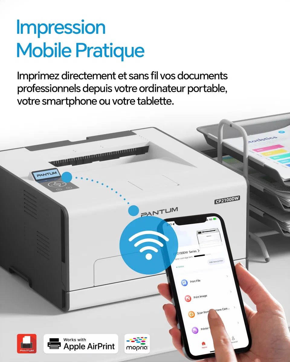 PANTUM CP2100DW Imprimante Laser Couleur, Recto-Verso Automatique, WLAN/Net/USB, 20ppm Fonction Unique（Version Actualisée）