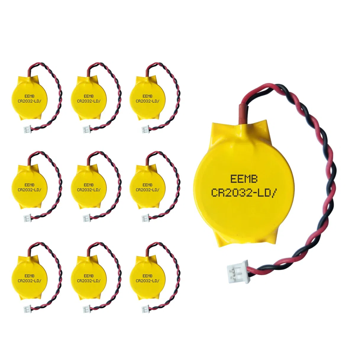 EEMB Lot de 10 Piles CMOS CR2032 3 V avec câbles et connecteur MOLEX pour Ordinateur Portable Intel NUC et ASUS ROG Strix G702 G702V / AsRock AM1H-ITX