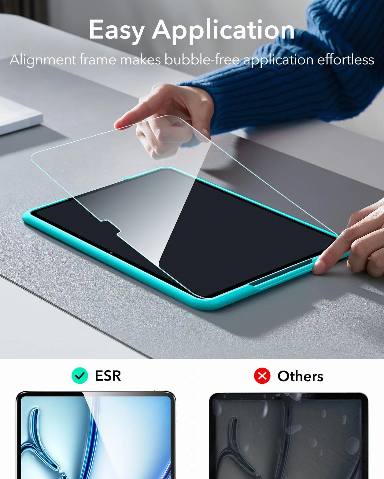 ESR Lot de 2 Protecteur d'Écran pour iPad Air 11 Pouces M4/M3/M2 (2026/2025/2024), Verre Trempé 9H avec Cadre d'Alignement, Anti-Rayures, sans Bulles, Clarté HD, Compatible avec Apple Pencil