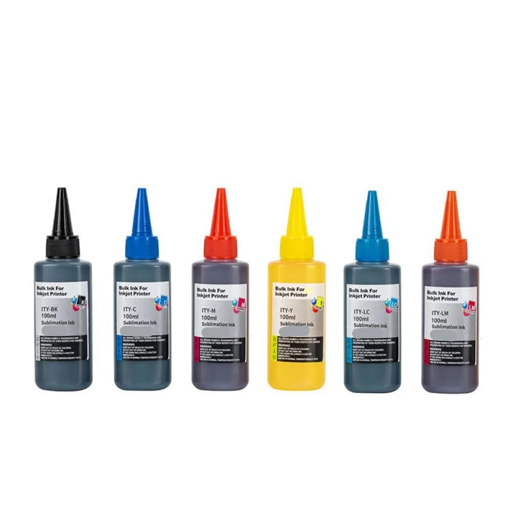 Encre de Sublimation 100ML, Compatible avec imprimante de Bureau, Transfert de Chaleur pour t-Shirts, Tasses en Coton, Kits d'encre de Sublimation en métal(6 Color)