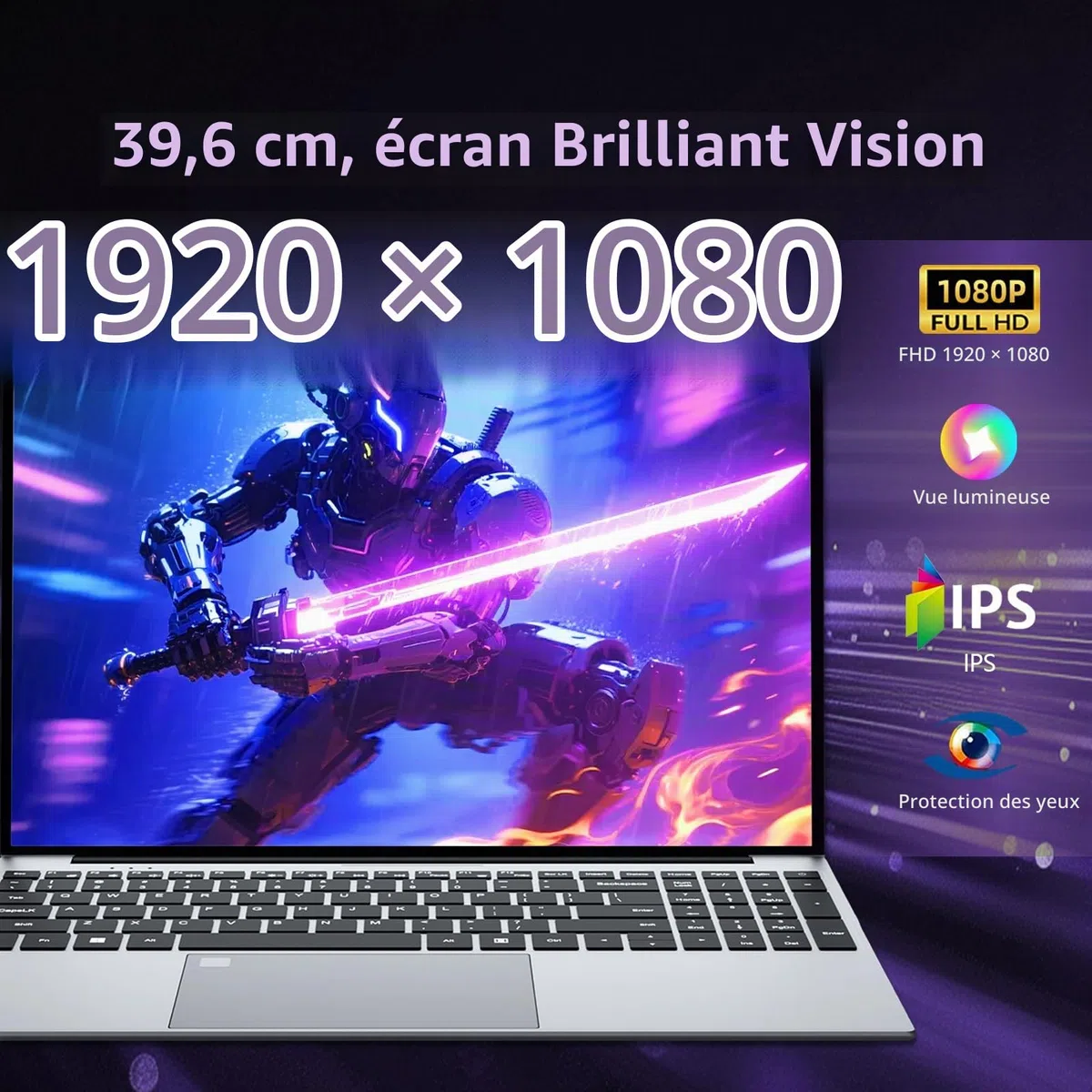 15.6 Pouces Ordinateur Portable, Win 11 PC Portable 16 Go RAM 1To SSD Processeur N5100 carte graphique UHD, Laptop 1980*1080 IPS FHD Écran pavé numérique/clavier rétroéclairé/Touch ID, WiFi5/USB3.0