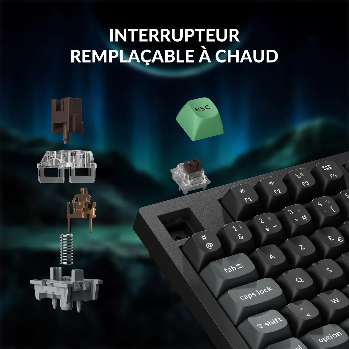 Keychron K10 Ultra 8K Clavier Mécanique, ISO-FR Layout, Interrupteur Marron