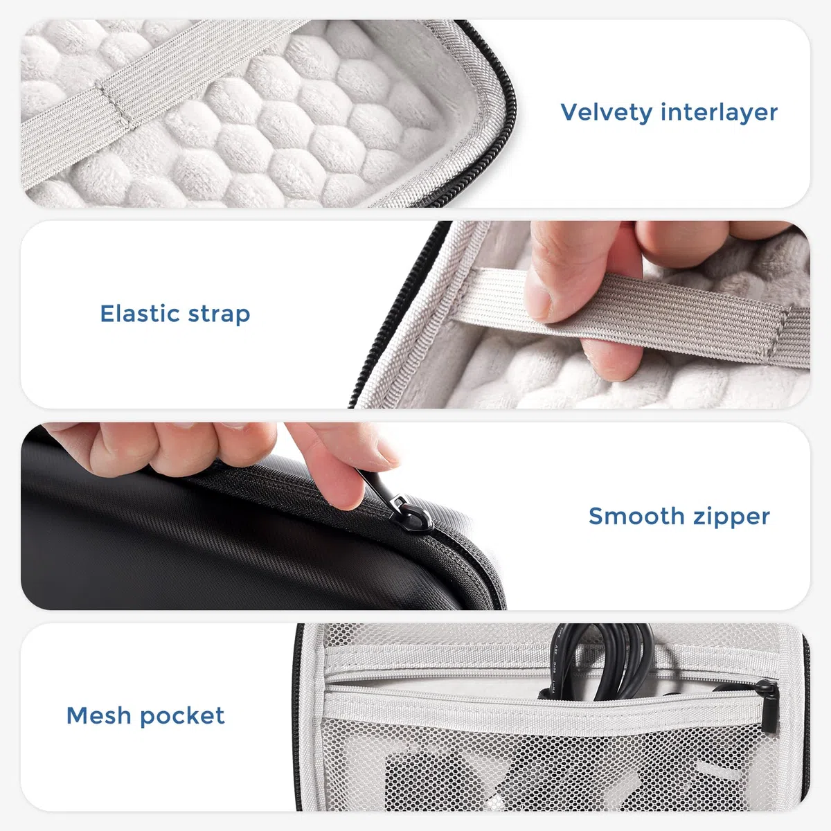 ProCase Étui Housse pour Disque Dur Externe Portable Seagate Basic Western Digital WD Elements Portable Canvio Basics, Boîtier Rigide Protection Antichoc pour Câble, Clé USB, Carte SD, Chargeur-Noir