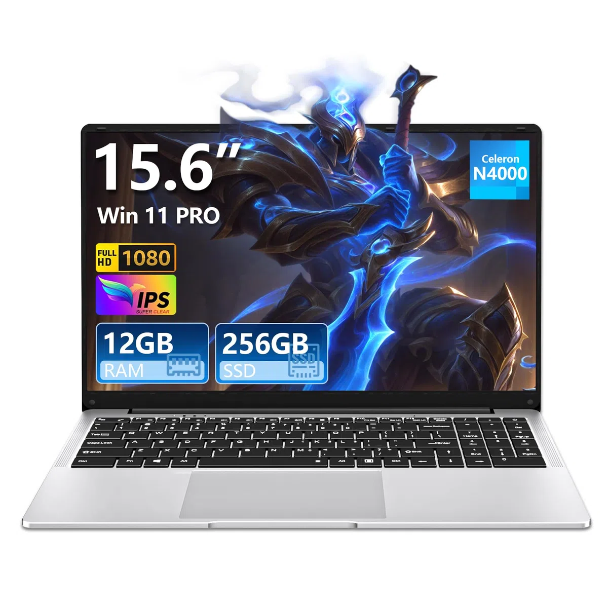 15,6 Pouces Ordinateur Portable 12Go RAM 256Go SSD N4000 PC Portable Joueurs Netbook Écran Full HD 1920 x 1080 Laptop Ouverture 180 Degrés Wi-Fi5 BT Mini HDMI pour Étudiants Et Entreprises