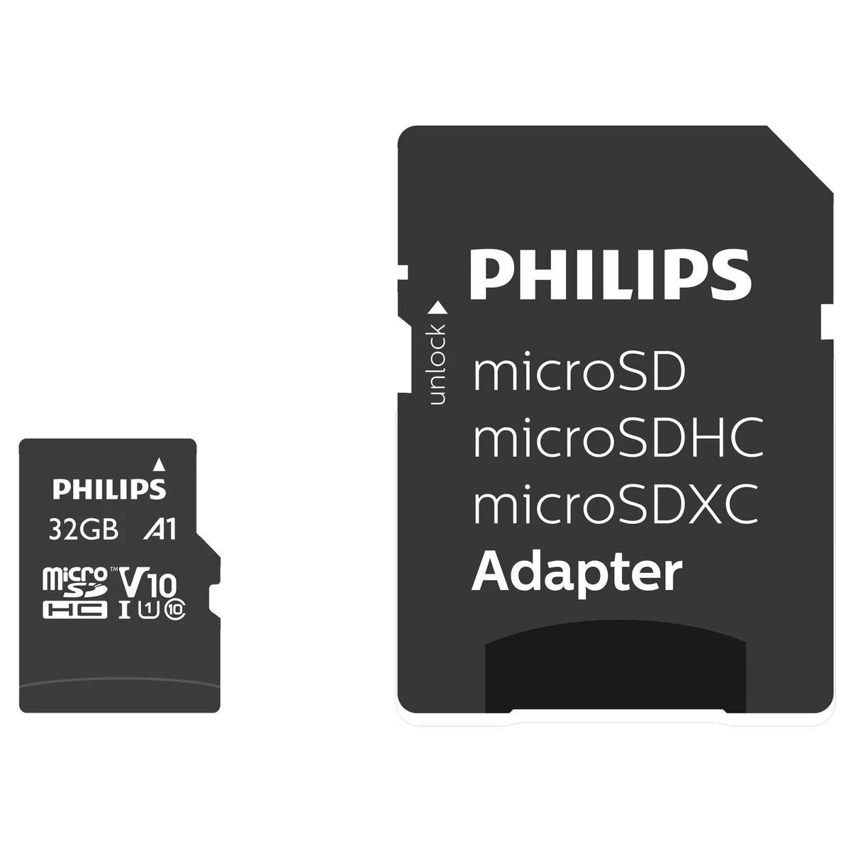 Philips Ultra Speed Carte microSDHC Card 32 Go + Adaptateur SD UHS-I U1, Vitesse de Lecture jusqu'à 80 Mo/s, A1 Fast App Performance, V10, Carte mémoire pour Smartphones, Tablette, PC, vidéo Full HD