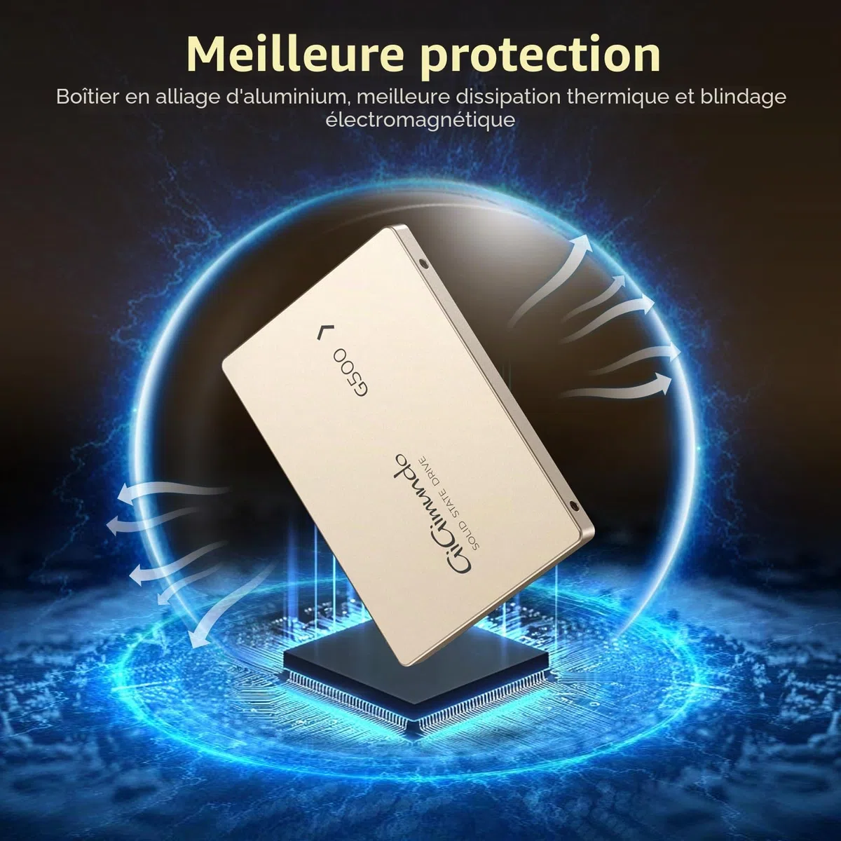 GiGimundo G500 Disque Dur SSD 2,5" 2 to SATA III avec Coque légère en Aluminium SSD Interne Rapide pour Ordinateur Portable, PC, Vitesse de Lecture et d'écriture élevée
