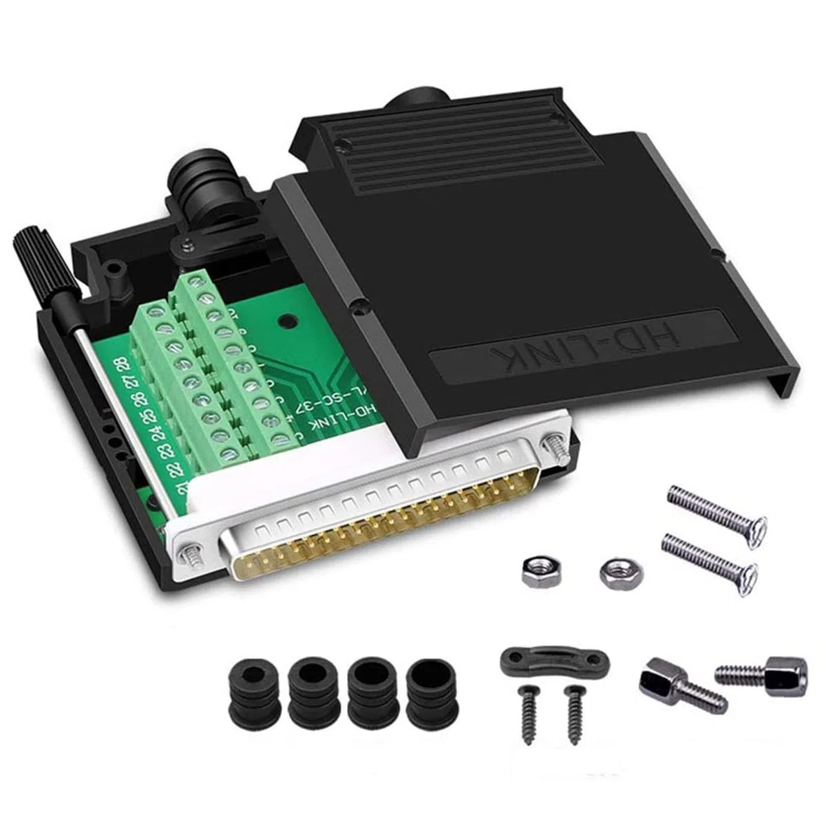 PENGLIN DB37 Connecteur Mâle sans Soudure, Adaptateur série DB37 Port série RS232 D-SUB à 37 Broches avec boîtier