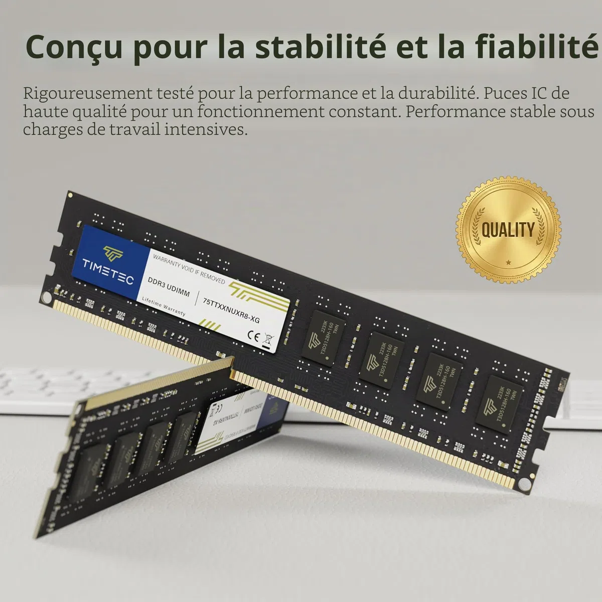 Timetec 4 Go DDR3L/DDR3 1600MHz PC3L-12800/PC3-12800 Non-ECC sans Tampon 1.35V/1.5V CL11 2Rx8 Double Rang 240 Broches UDIMM Ordinateur de Bureau mémoire RAM Module Mise à Niveau