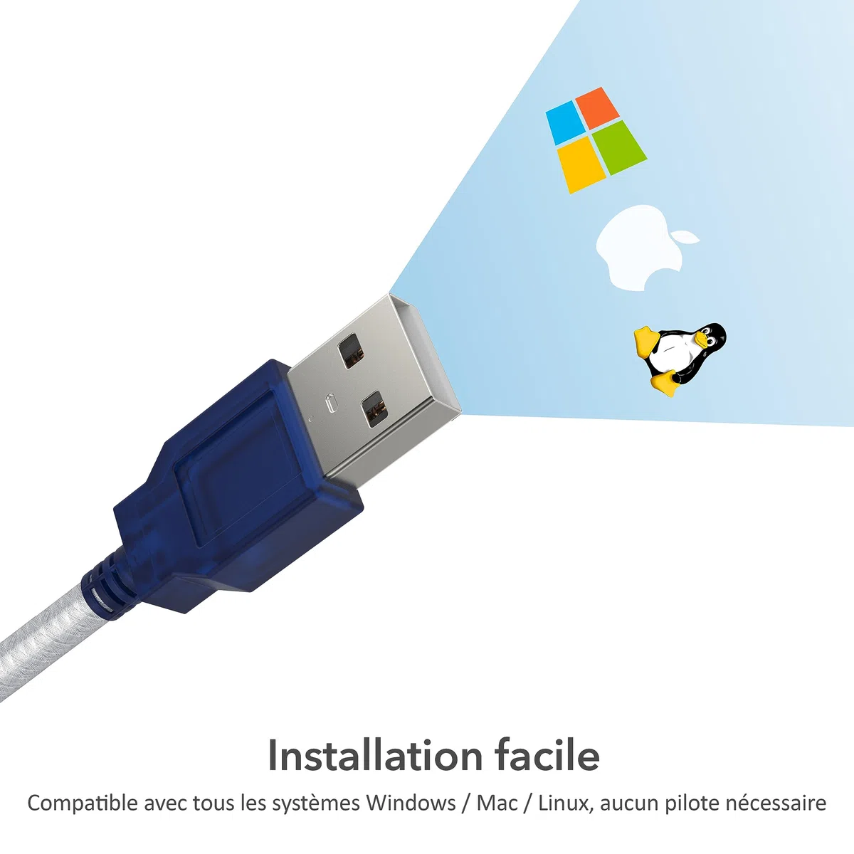 SABRENT cable Adaptateur USB vers série RS232, (75cm) Câble série, câble convertisseur DB-9 (9 broches) Chipset Prolific compatible pour Windows, Mac, Linux (CB-DB9P)