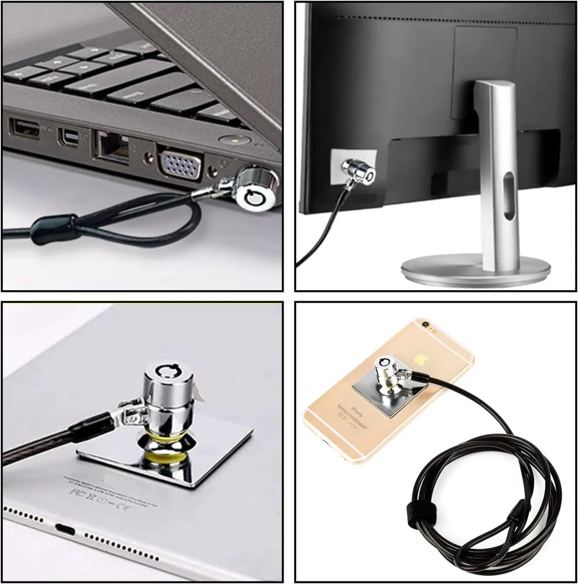 câble antivol pour ordinateur portable tablette Verrou de sécurité antivol Sécurité matériel kit de câble antivol pour ordinateur portable, PC, ordinateurs portables, téléphones et projecteurs
