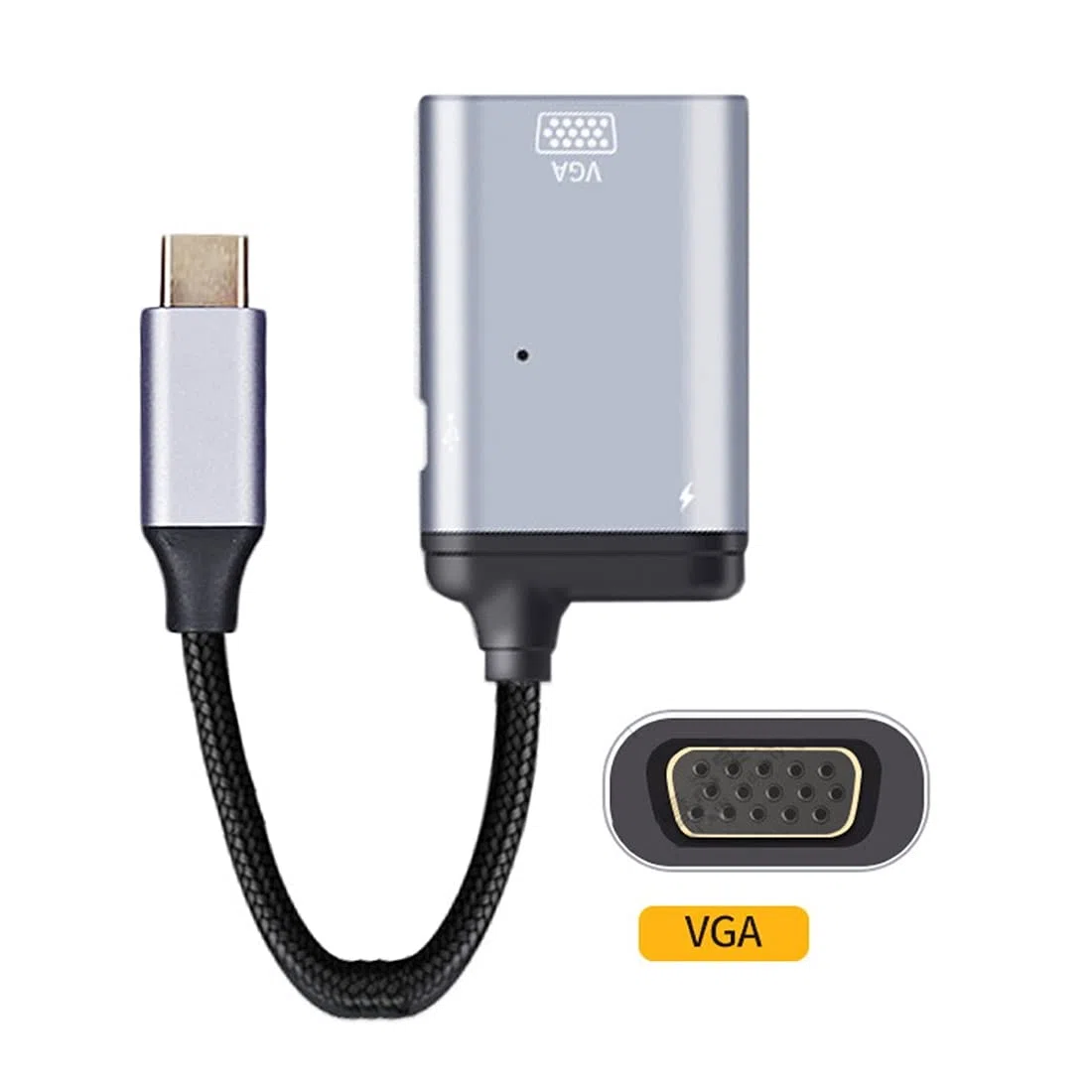 chenyang Hub USB C, USB C vers VGA/USB C données/PD 65 W, charge rapide, adaptateur multiport 3 en 1, prend en charge l'affichage/données/charge fonctionne en même temps
