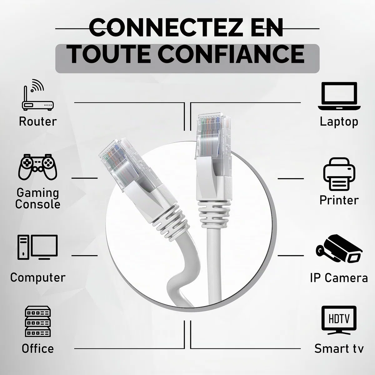 Mr. Tronic Câble Ethernet 5m, Reseau LAN Cat 5E Haut Debit Pour une Connexion Internet Rapide & Fiable | Câble Ethernet AWG24, Cat5E RJ45 UTP CCA 1 Gbps (5 Mètres, Gris)