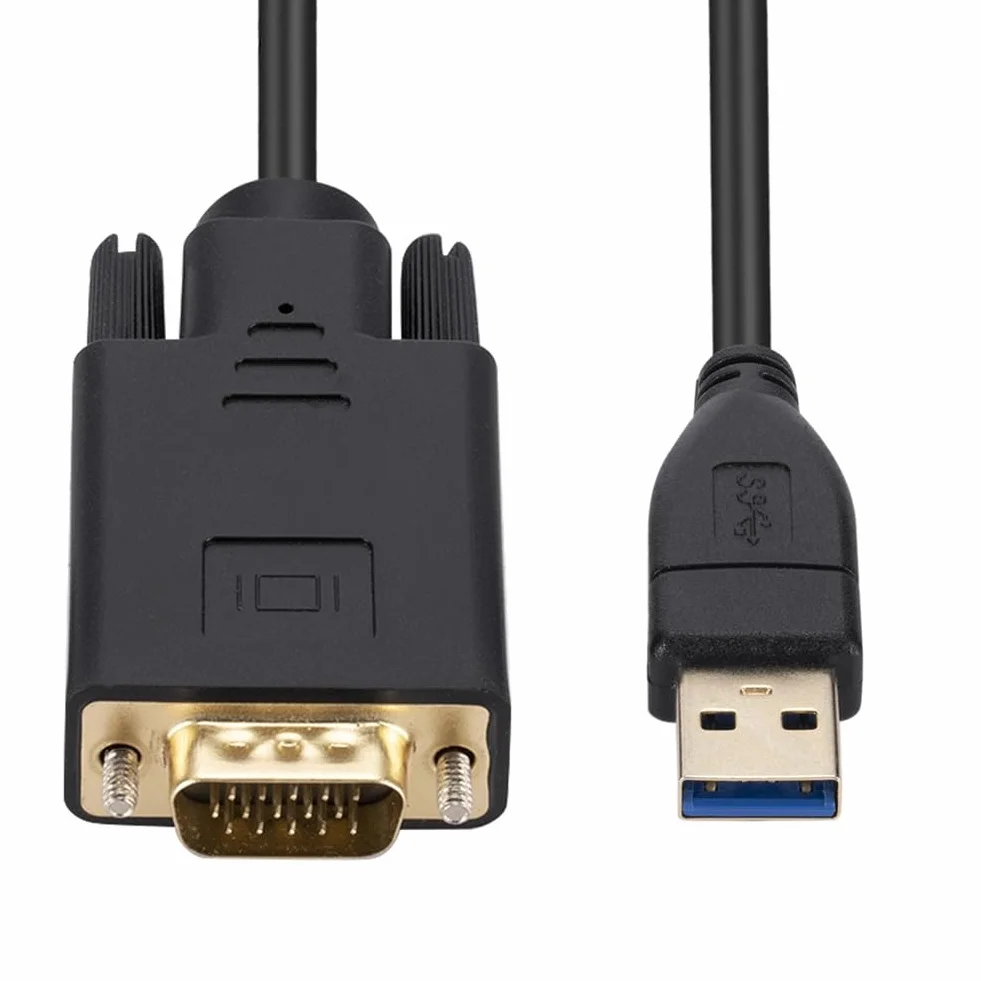 Câble USB 3.0 vers VGA 1,8 M 1080P Adaptateur Convertisseur Mâle à Mâle pour Ordinateur Portable Projecteur Vidéo UHD Externe Câble USB3.0 VGA