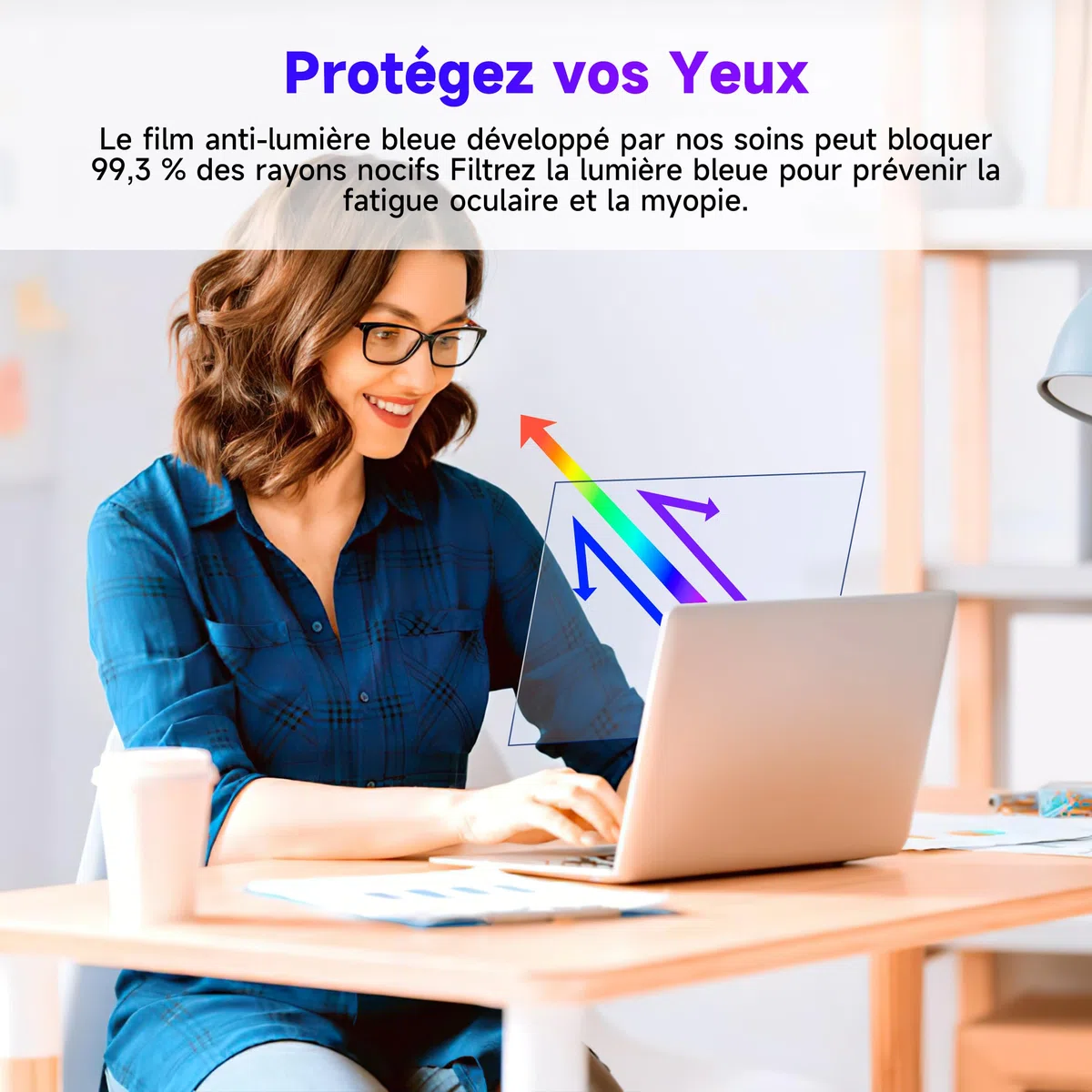 Lot de 2 Films de Protection D'écran Anti-Lumière Bleue Ordinateur Portable 15,6 Pouces 16:9, Film Antireflet pour Écran Haute Résolution pour HP/Dell/Acer/Lenovo/ThinkPad/Asus