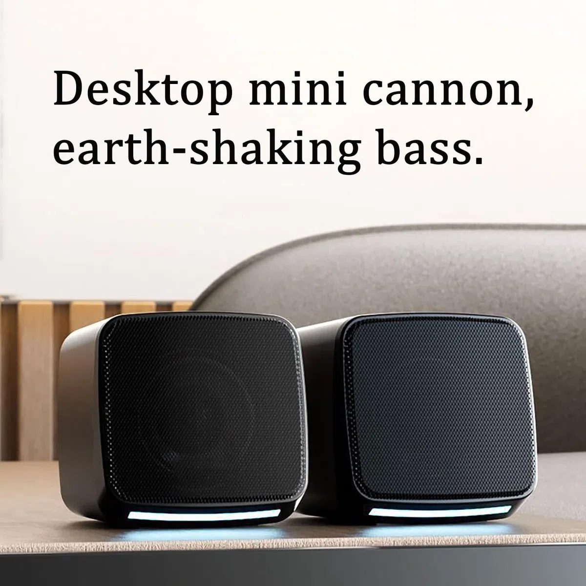 Haut-parleurs d’Ordinateur compacts, Haut-parleurs de Bureau pour PC, avec Prise 3,5 mm, avec lumière ambiante, compatibles avec Ordinateurs, Ordinateurs Portables et tablettes