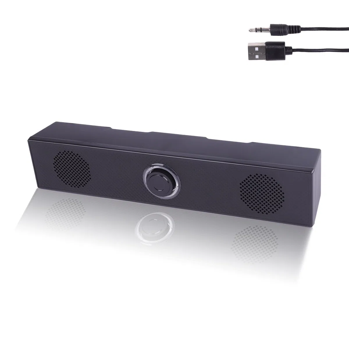 Enceinte PC Barre de Son, Haut-Parleur USB avec Câble AUX 3.5mm, Son Clair et Puissant, Commandes de Volume Faciles, Idéal Gaming et Bureau pour Ordinateur de Bureau, Laptop, Moniteur, TV.