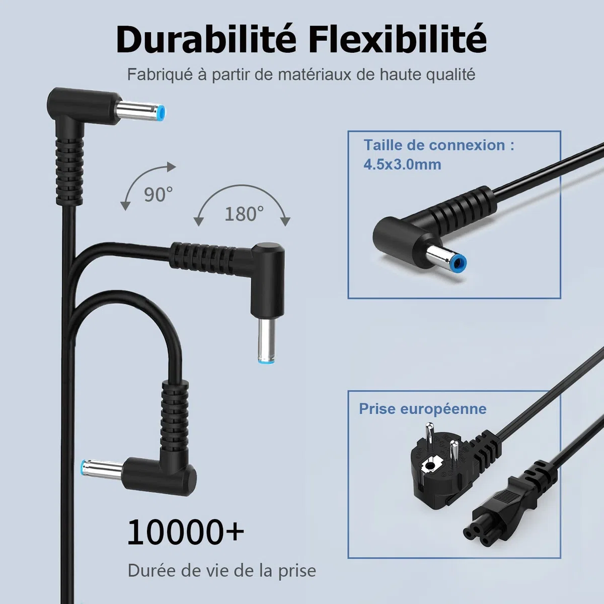 90W Chargeur Ordinateur Portable pour HP Elitebook 830 840 850 G3 G4 G5 G6 G7, Probook 430 440 450 640 645 650, Envy x360 13 17, HP 240 250 255 G3 G4 G5 G6 G7 19,5V 4,62A Adaptateur Alimentation