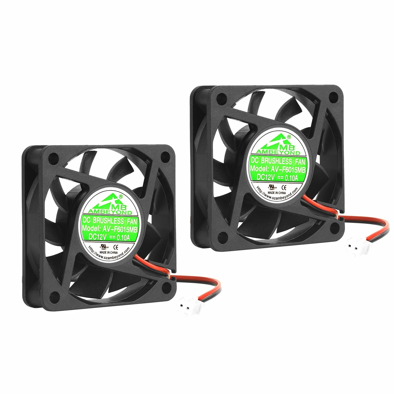Paquet de 2 ventilateurs de refroidissement sans balais à roulement à billes 6015 12 V CC 60 mm x 15 mm 2 broches