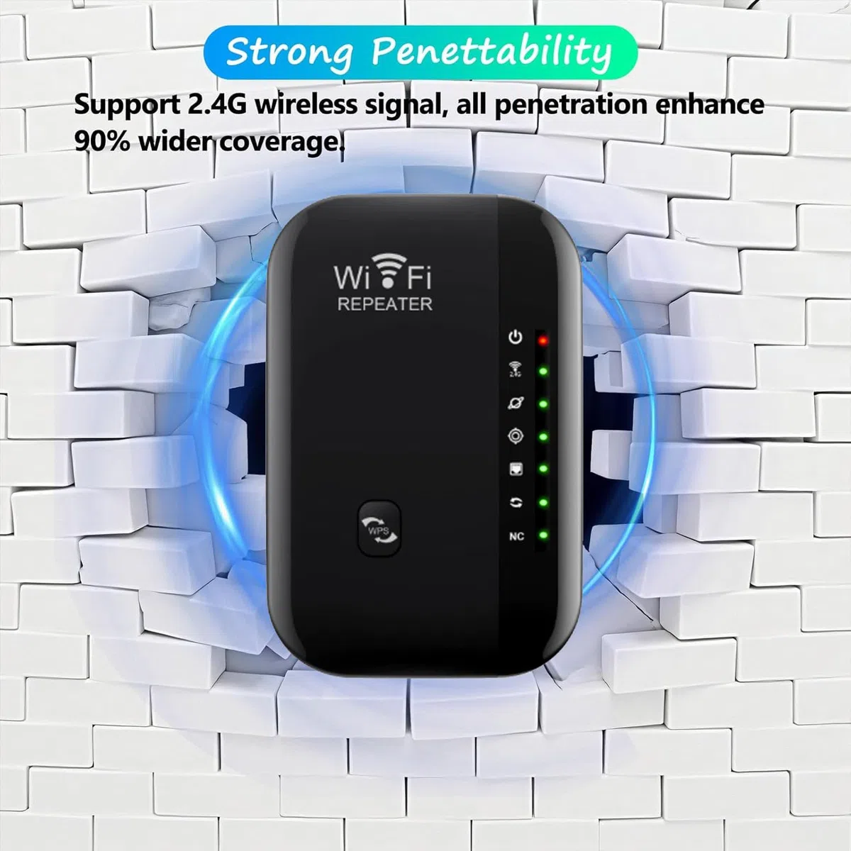 Amplificateur WiFi, répéteur WiFi, Couvre jusqu'à 300 m² et 45 appareils - avec Port Ethernet, Installation Rapide, amplificateur de Signal sans Fil Domestique, Prise européenne