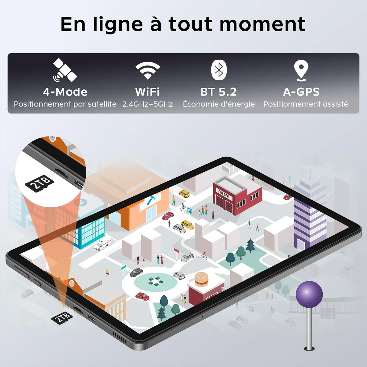 11 Pouces Tactile Android 16 Tablette avec Gemini AI|T7250 Octa-Core| 24Go RAM+256Go ROM(TF 2To)| 16MP+8MP|1920x1200 IPS HD Display|Certifié Widevine L1|GPS|8000mAh|5G WiFi|Clavier+Souris+Coque (Gris)