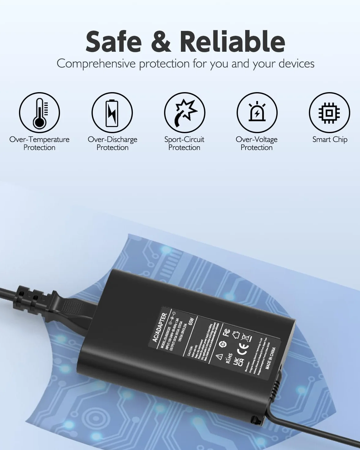 65W Chargeur Alimentation Compatible avec Dell Latitude 7490 7480 7290 7280 5590 5580 5490 5480 5290 E6430 E5470 E5440 E5250 E5450 E7440 E7470 E7250 E7450 E6440 E6540 3180 Adaptateur Charger