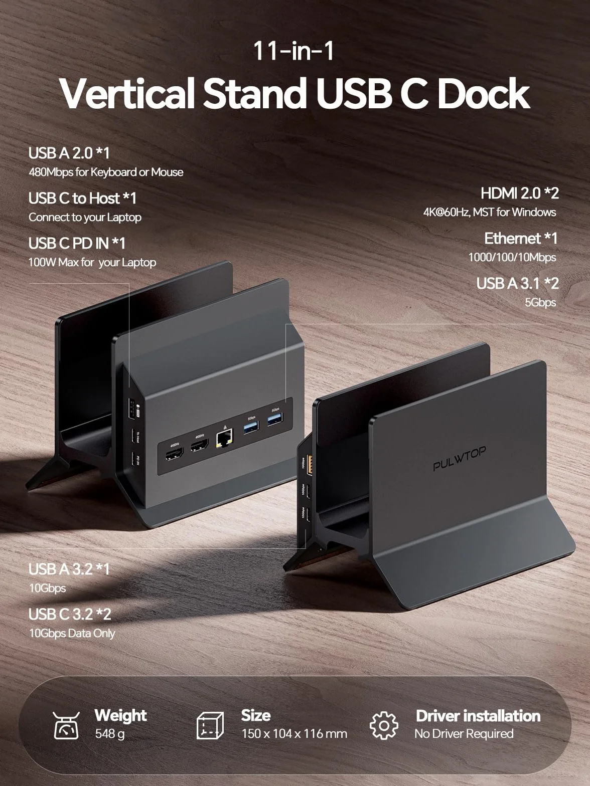 Station d'accueil USB-C Double écran 4K@60Hz pour la Maison et Le Bureau