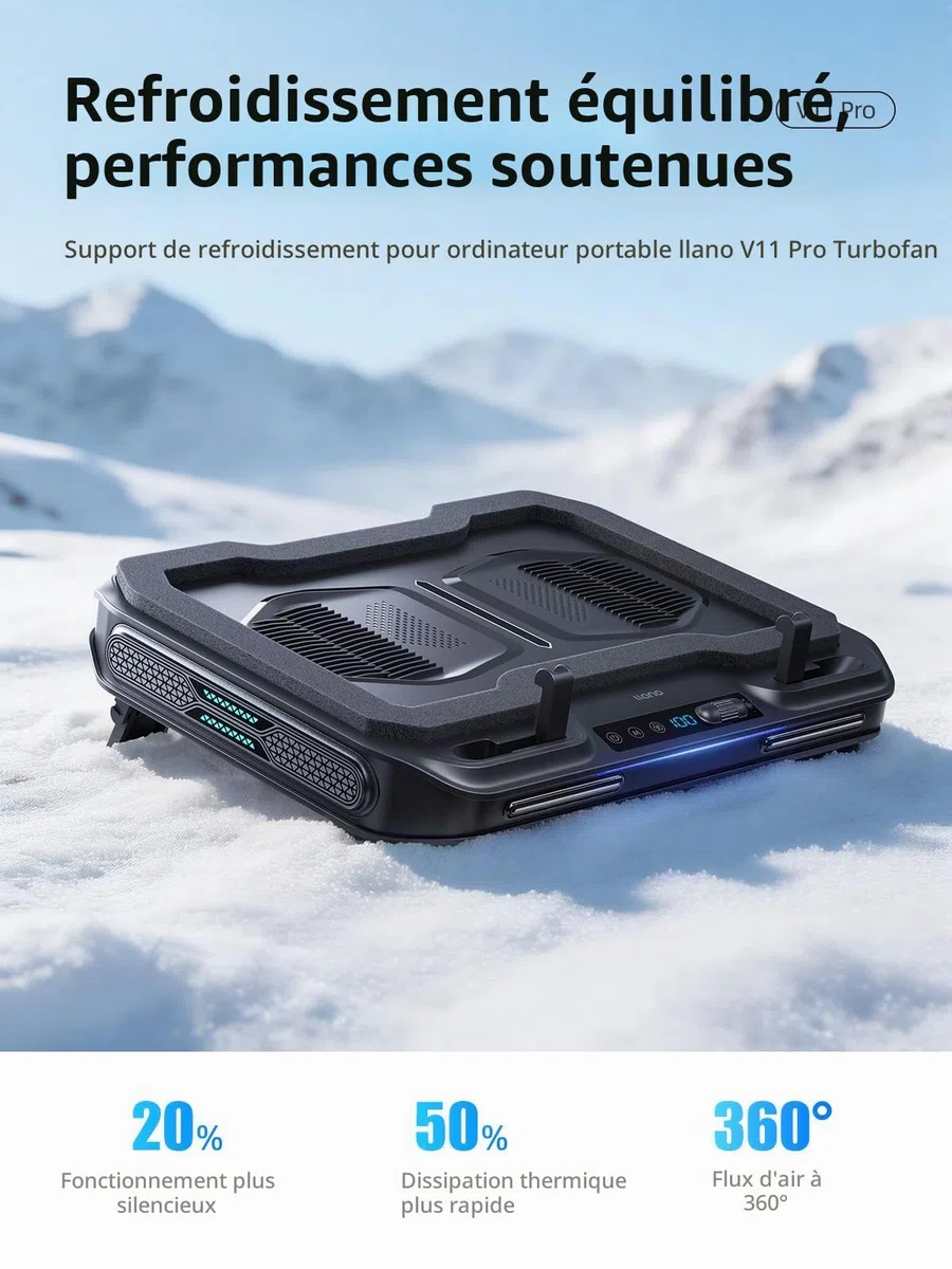 llano V11 Pro Refroidisseur pour Ordinateur Portables 14–17,3 Pouces