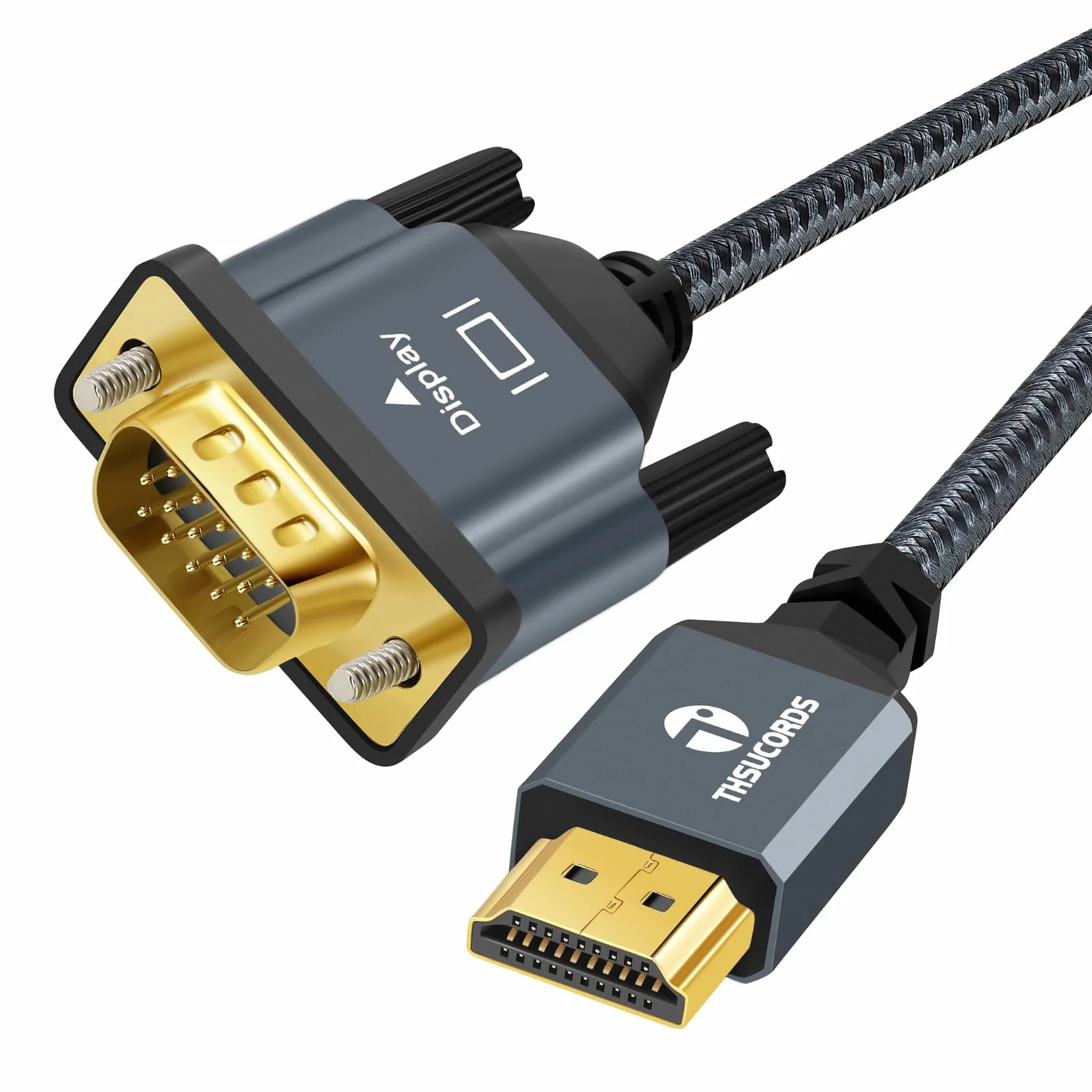 Thsucords Câble HDMI vers VGA 5M (Mâle vers Mâle) compatible avec 720p/1080p Ordinateur portable, PC, Moniteur, Projecteur