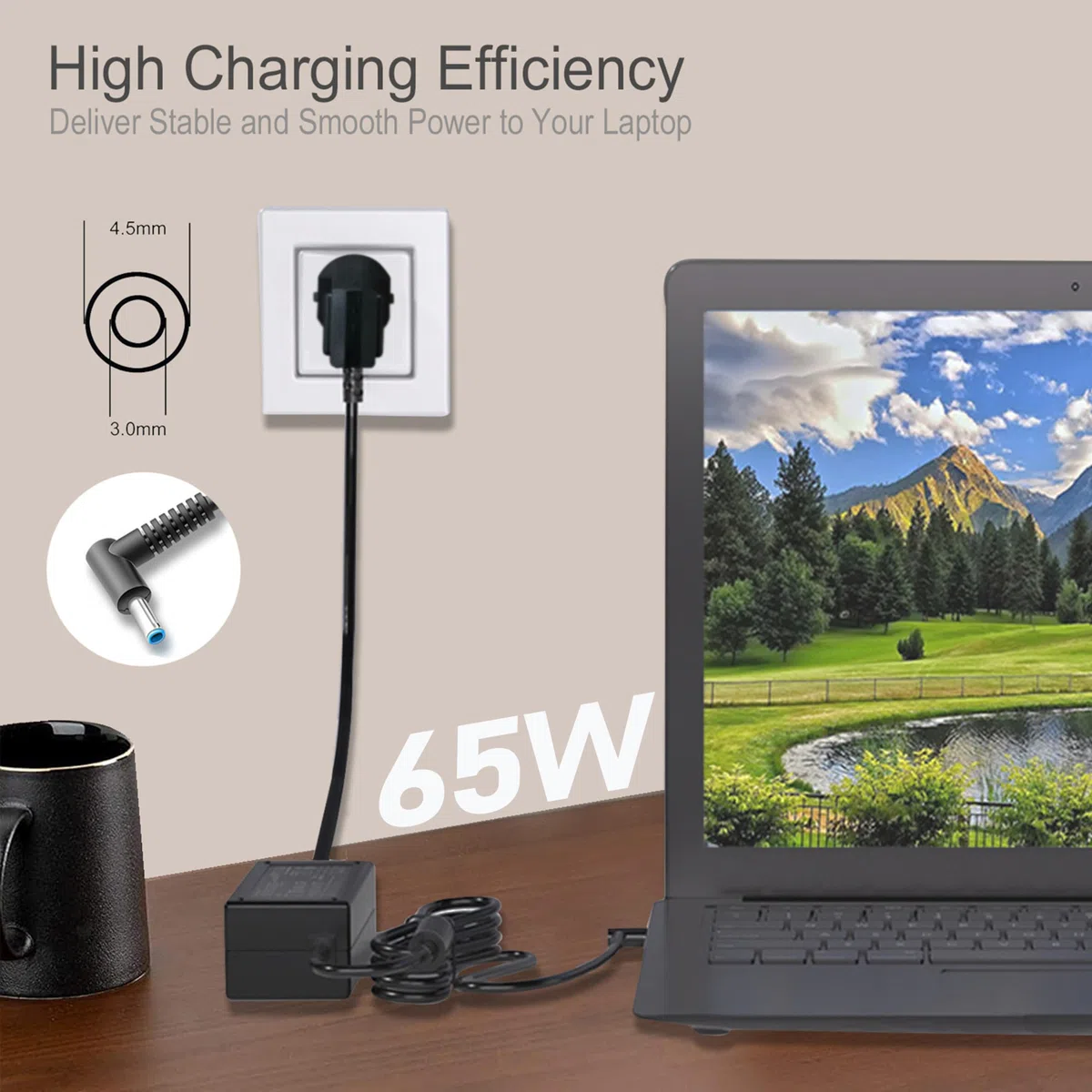 65W Chargeur pour HP EliteBook 840 850 845 830 820 G9 G8 G7 G6 G5 G4 G3 G2 G1, 745 735 725 755 G6 G5 G3 G4, Pavilion x360 11 13 15, Zbook 14u G4 G5 15u 15 G3 Ordinateur Portable Alimentation