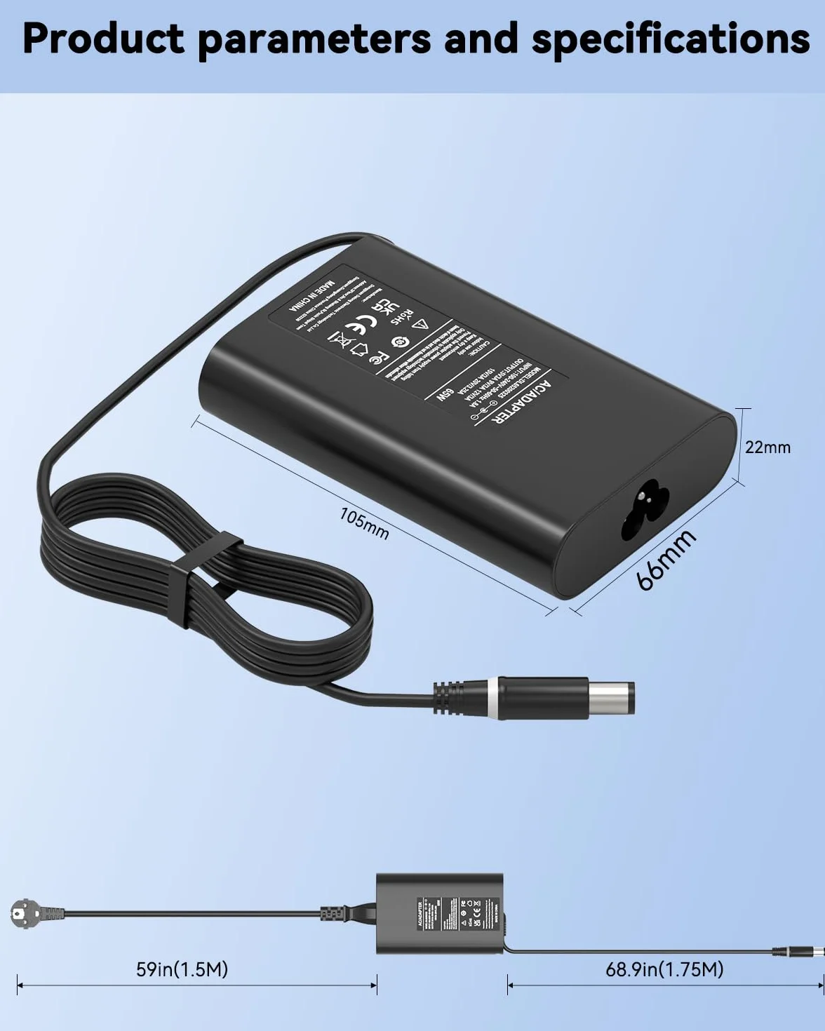 65W Chargeur Alimentation Compatible avec Dell Latitude 7490 7480 7290 7280 5590 5580 5490 5480 5290 E6430 E5470 E5440 E5250 E5450 E7440 E7470 E7250 E7450 E6440 E6540 3180 Adaptateur Charger