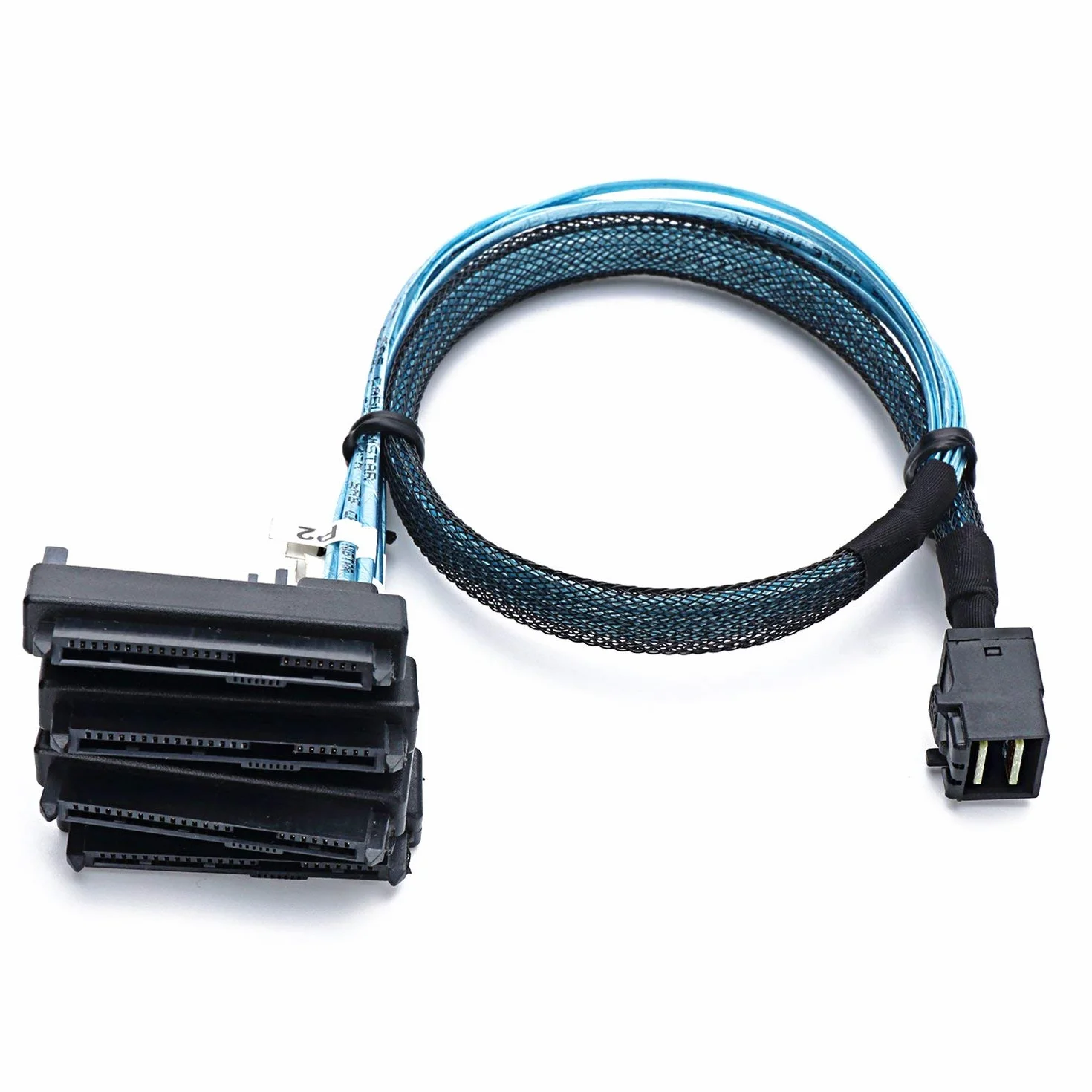 SFF-8643 Mini SAS interne HD vers (4) connecteurs SFF-8482 29 broches avec port d'alimentation SAS 15 broches câble 12 Go/S (1 m)