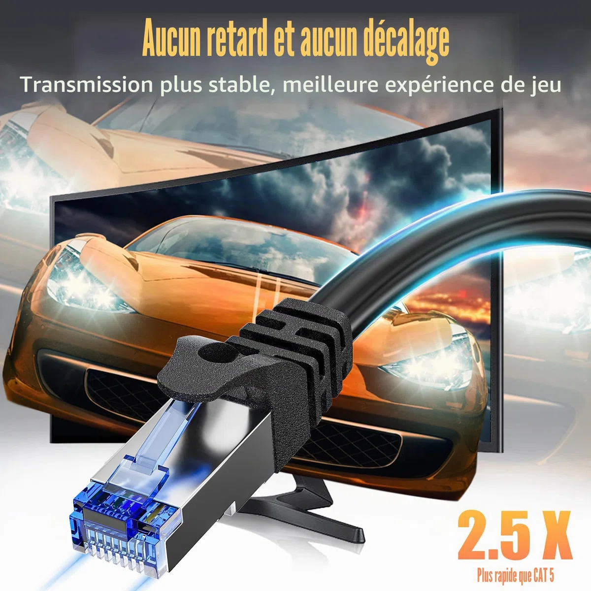 Câble Ethernet 10m Noir, Câble Rj45 10m Cat 6, Cable Reseau Haut Débit Gigabit Cable Internet Blindé FTP 23AWG Câbles LAN Exterieur Intérieur Imperméable pour Routeur Switch Modem - 250MHz 1000Mbps