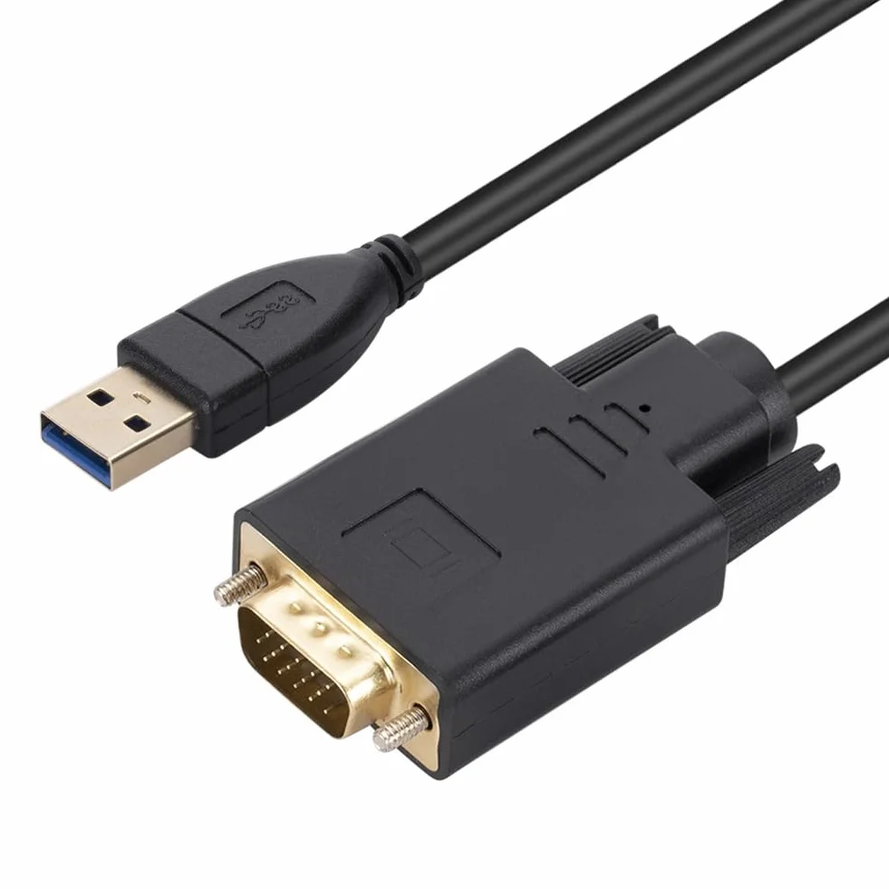 Câble USB 3.0 vers VGA 1,8 M 1080P Adaptateur Convertisseur Mâle à Mâle pour Ordinateur Portable Projecteur Vidéo UHD Externe Câble USB3.0 VGA