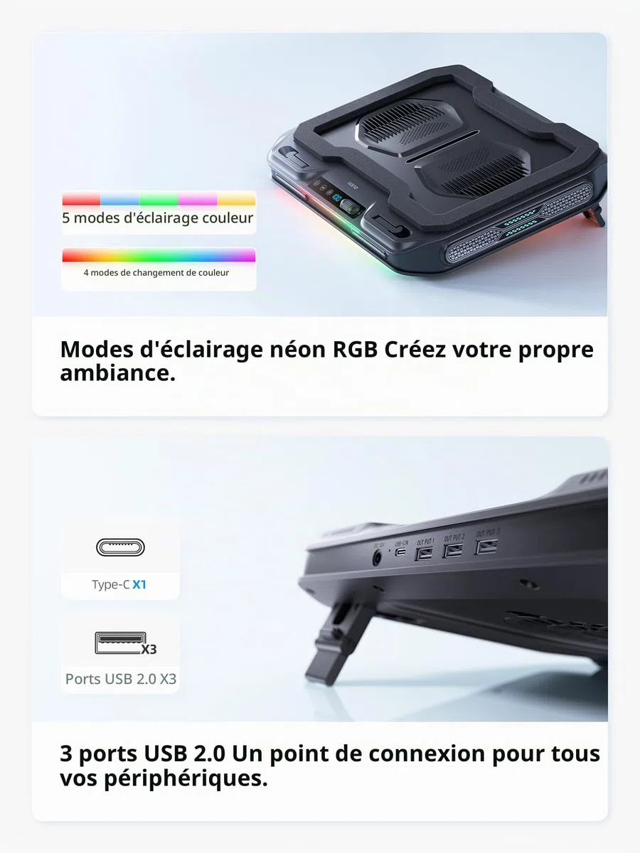 llano V11 Pro Refroidisseur pour Ordinateur Portables 14–17,3 Pouces