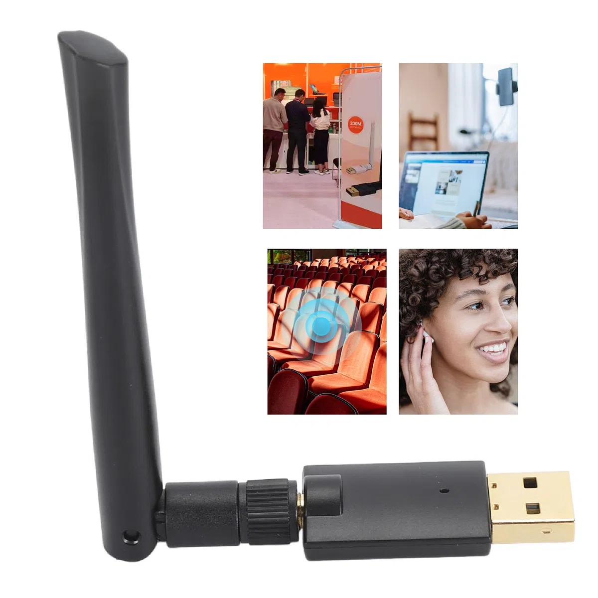 Adaptateur Bluetooth USB 5.1 avec Antenne, Clé Dongle Émetteur Récepteur sans Fil Longue Portée 200m, Plug and Play pour PC Ordinateur Windows 11 10 8.1 7