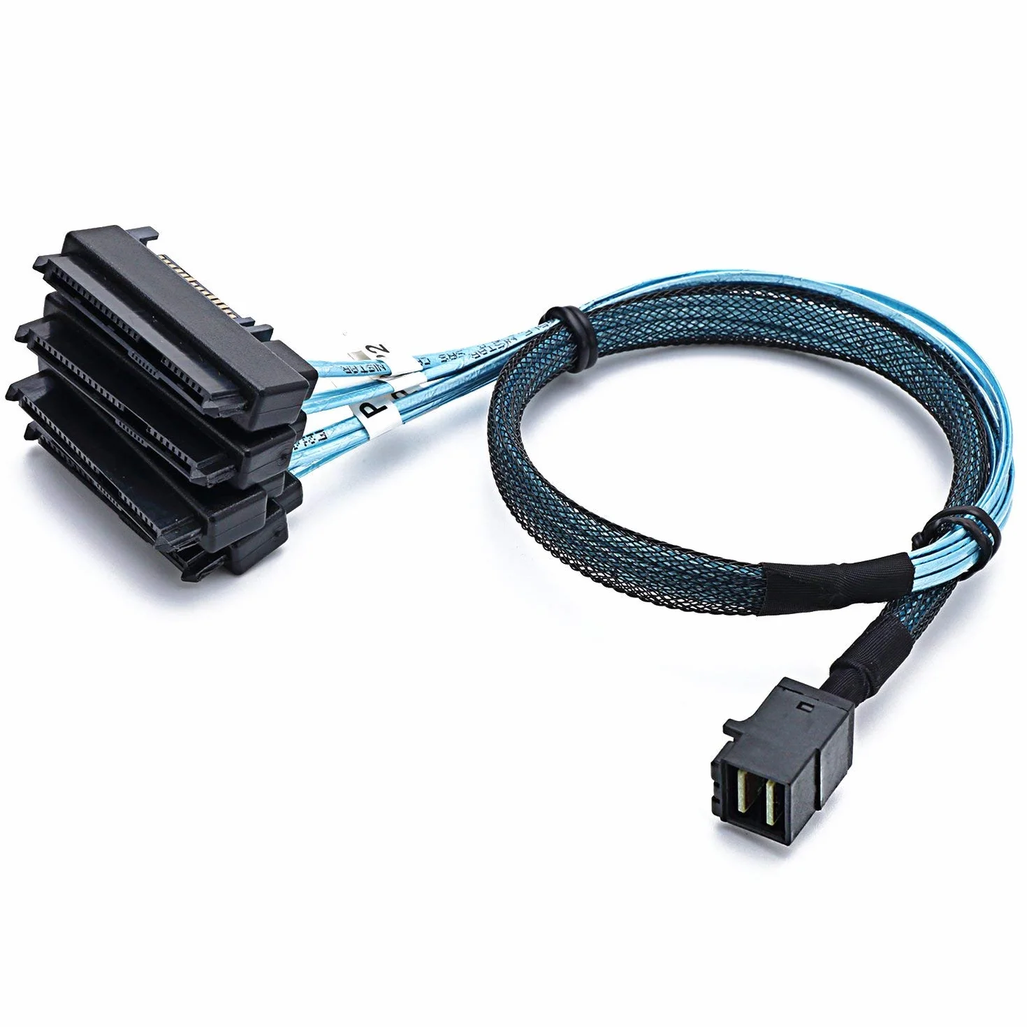 SFF-8643 Mini SAS interne HD vers (4) connecteurs SFF-8482 29 broches avec port d'alimentation SAS 15 broches câble 12 Go/S (1 m)