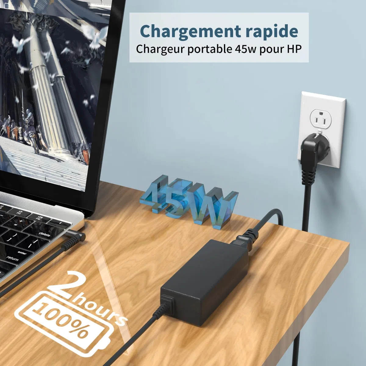 45W Chargeur Ordinateur Portable pour HP Elitebook 840 850 Pavilion x360 11 13 15 17 Probook 450 440 430 G3 G4 G5 G6 G7 G8 Stream 11 14 Envy/Spectre X360 13 15 Notebook Alimentation Adaptateur