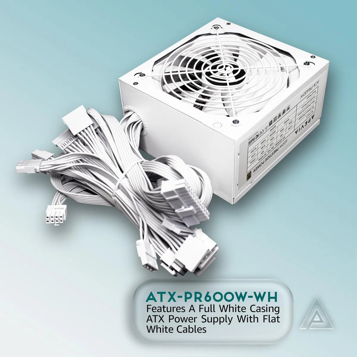 Apevia ATX-PR600W-WH Prestige 600 W 80+ Gold Certifié RoHS, Bloc d'alimentation Actif PFC ATX pour Jeux vidéo Blanc