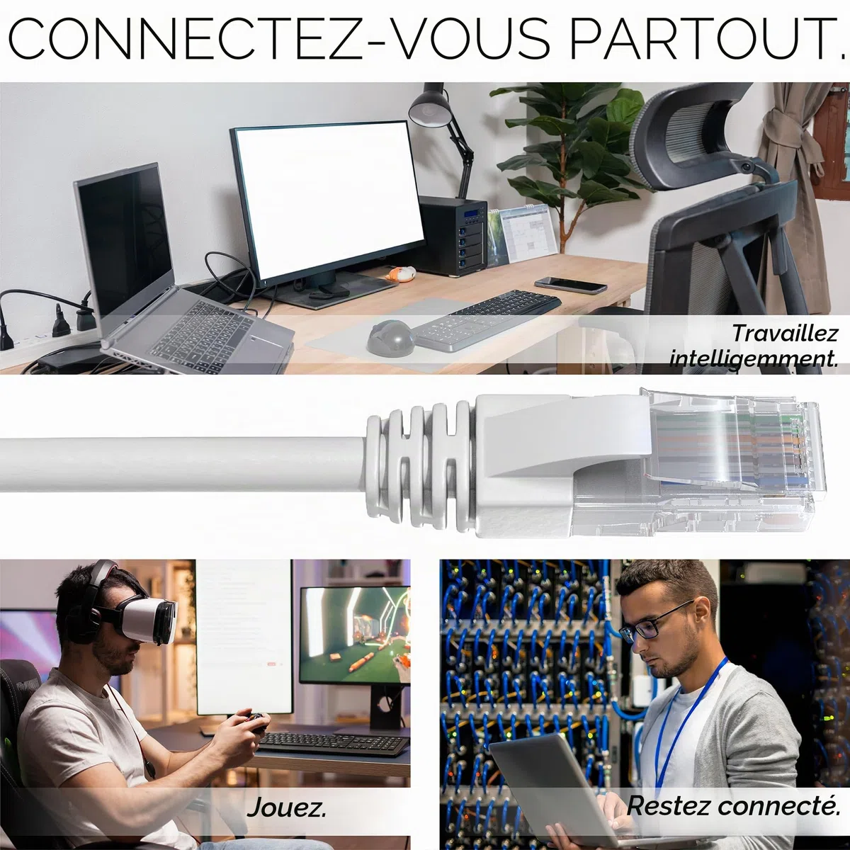 Mr. Tronic Câble Ethernet 5m, Reseau LAN Cat 5E Haut Debit Pour une Connexion Internet Rapide & Fiable | Câble Ethernet AWG24, Cat5E RJ45 UTP CCA 1 Gbps (5 Mètres, Gris)
