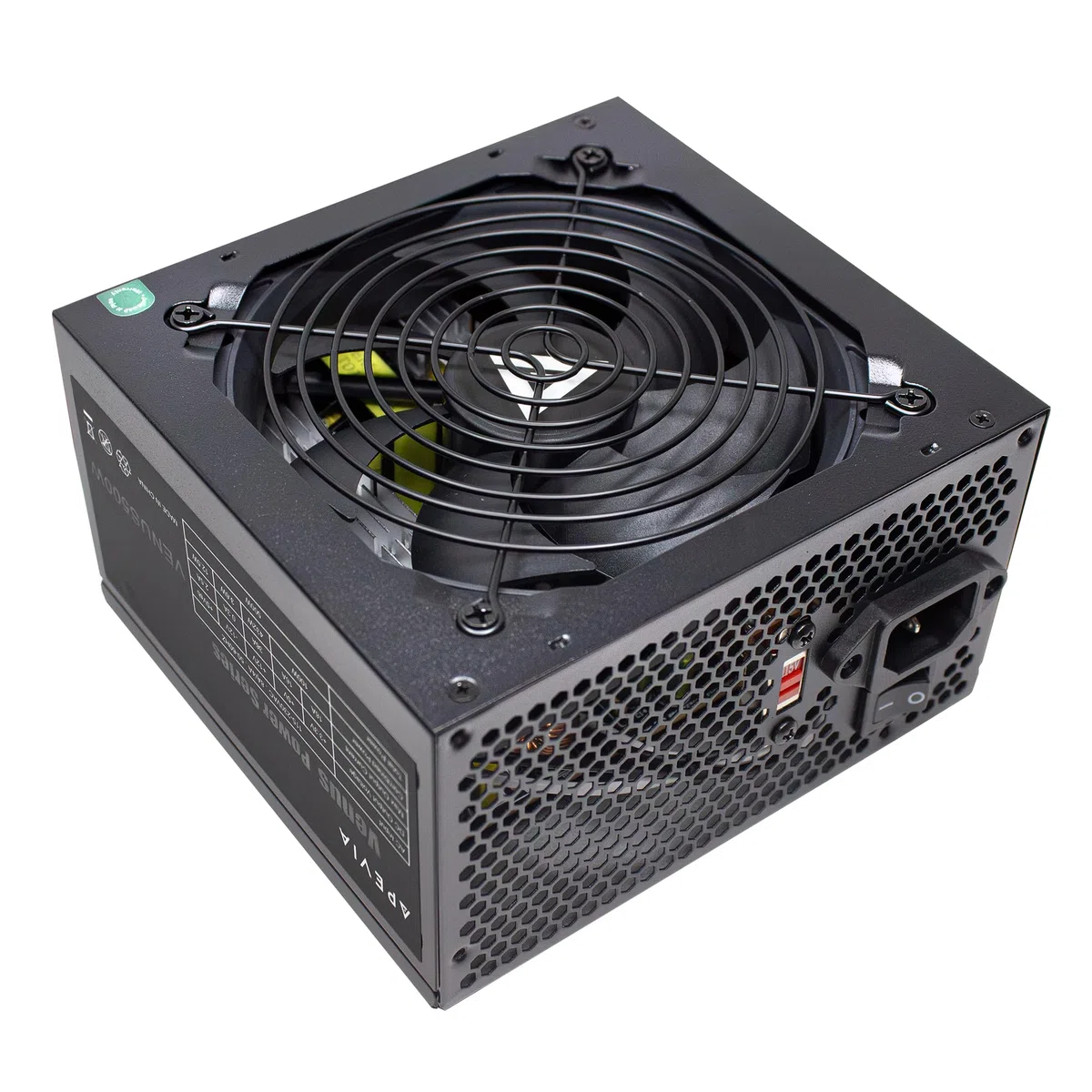 APEVIA VENUS500W Venus Bloc d'alimentation ATX 500 W avec ventilateur de 120 mm à contrôle thermique automatique, interrupteur 115/230 V, toutes les protections