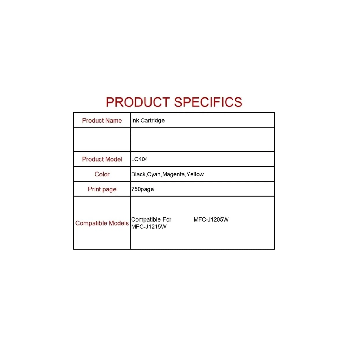 Cartouche d'encre LC404, Compatible avec Brother, MFC-J1205W J1215W