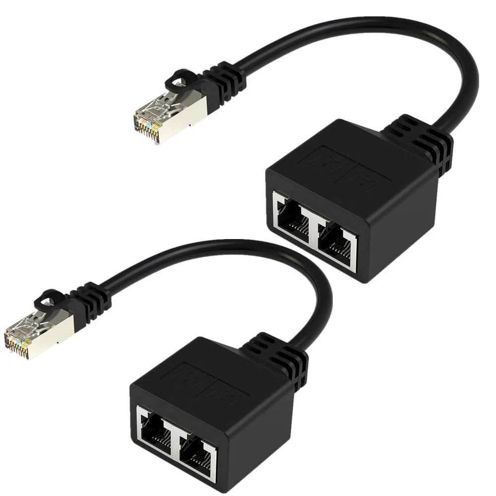 2 Pièces Adaptateur Répartiteur RJ45, 1 Mâle vers 2 Femelles Ports Réseau RJ45, Répartiteur D'adaptateur Ethernet LAN Câble Extender pour Bureau à Domicile Cat5 Cat5e Cat6 Cat7