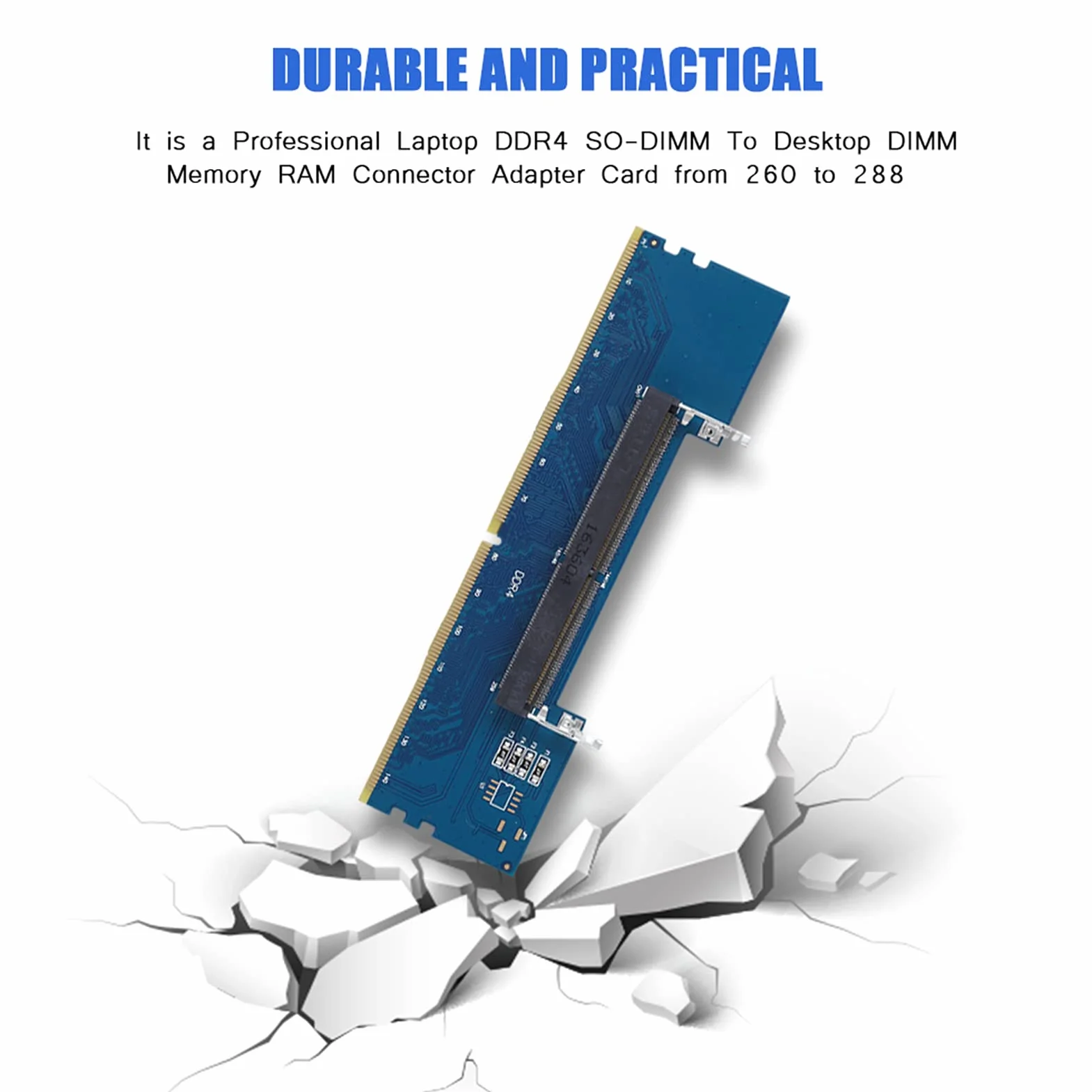 Cartes d'adaptateur de connecteur RAM, Adaptateur convertisseur cartes Protection mémoire DIMM pour ordinateur portable professionnel DDR4 SODIMM vers bureau Contre Les surintensités l'adaptateur Po