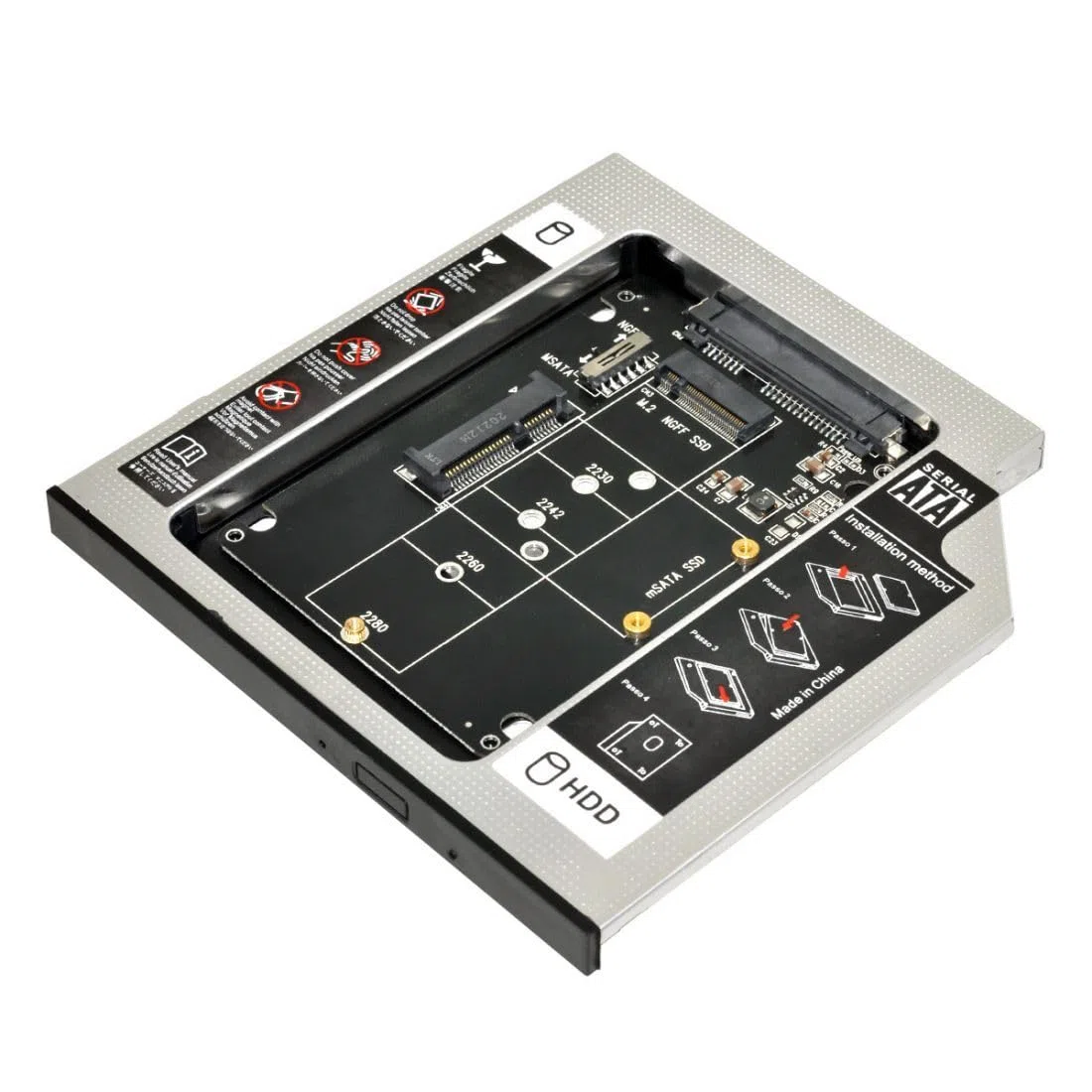 chenyang Plateau d'extension universel pour disque dur M.2 NGFF/mSATA SSD vers SATA 2ème SSD HDD HDD Caddy Extension Plateau pour ordinateur portable