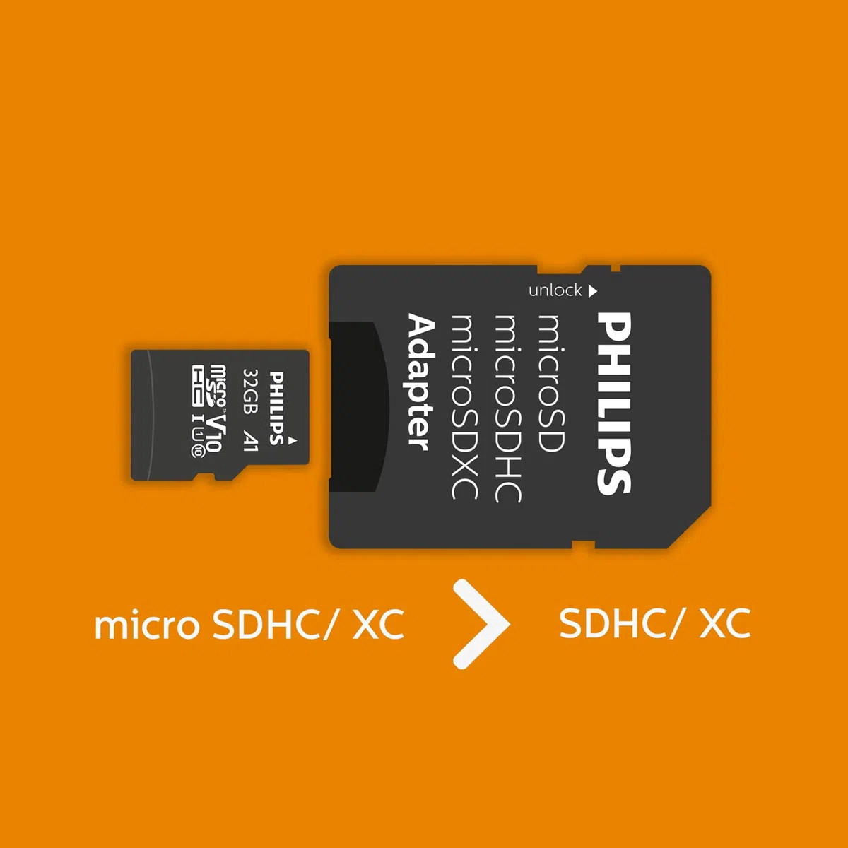 Philips Ultra Speed Carte microSDHC Card 32 Go + Adaptateur SD UHS-I U1, Vitesse de Lecture jusqu'à 80 Mo/s, A1 Fast App Performance, V10, Carte mémoire pour Smartphones, Tablette, PC, vidéo Full HD