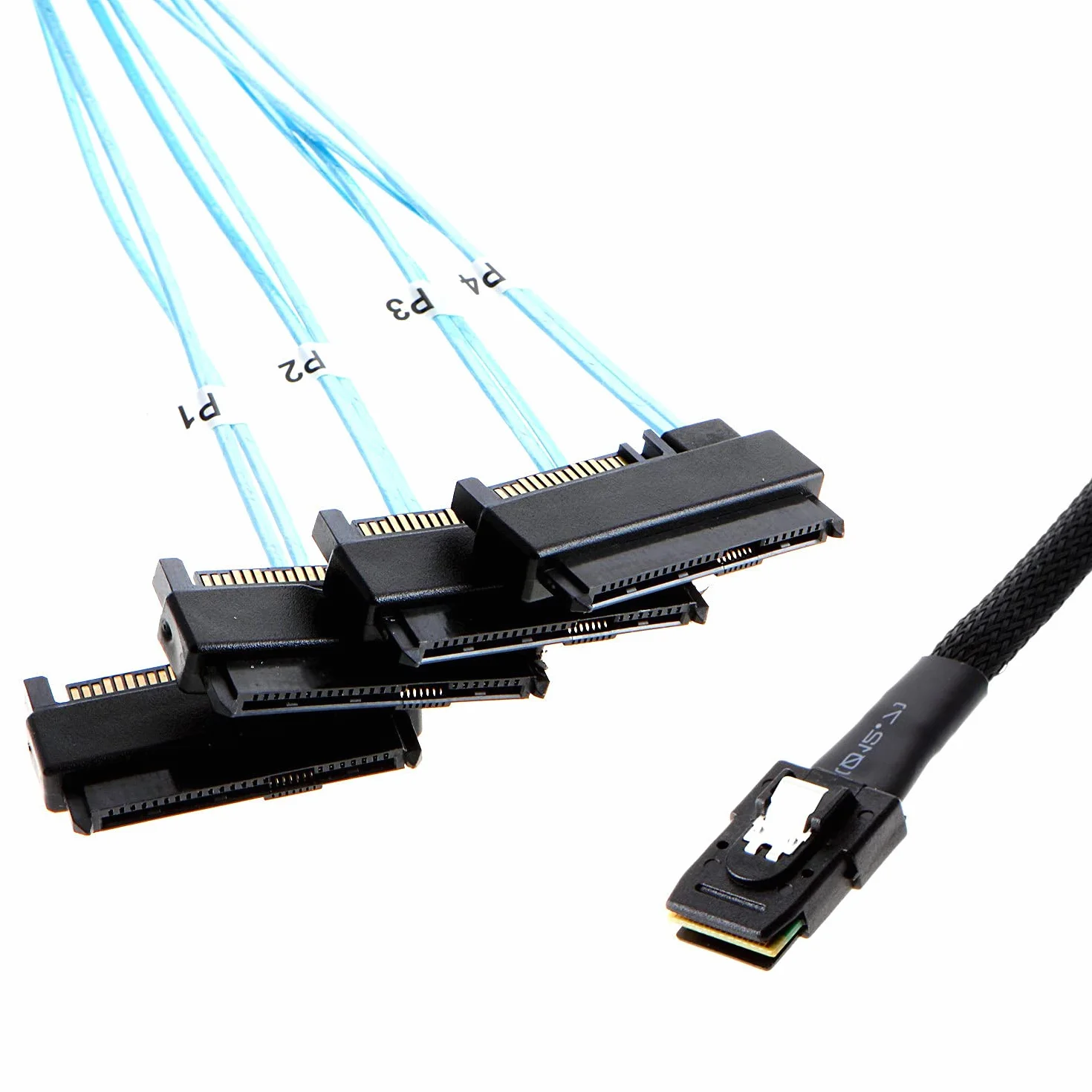 Cablecc Cablecc Mini SAS SFF-8087 36 Broches Interne vers 4 disques durs SFF-8482 Target SAS et câble d'alimentation SATA 100 cm