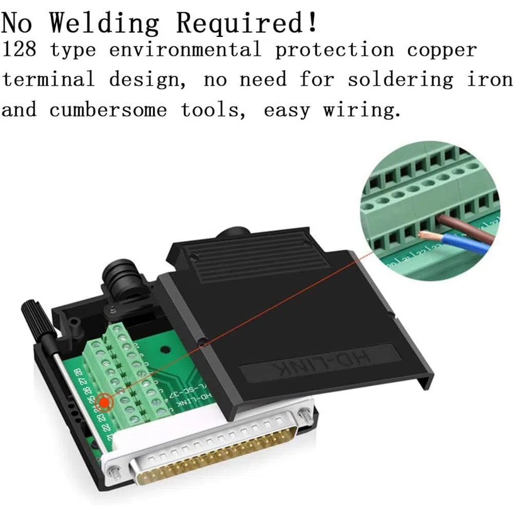 PENGLIN DB37 Connecteur Mâle sans Soudure, Adaptateur série DB37 Port série RS232 D-SUB à 37 Broches avec boîtier