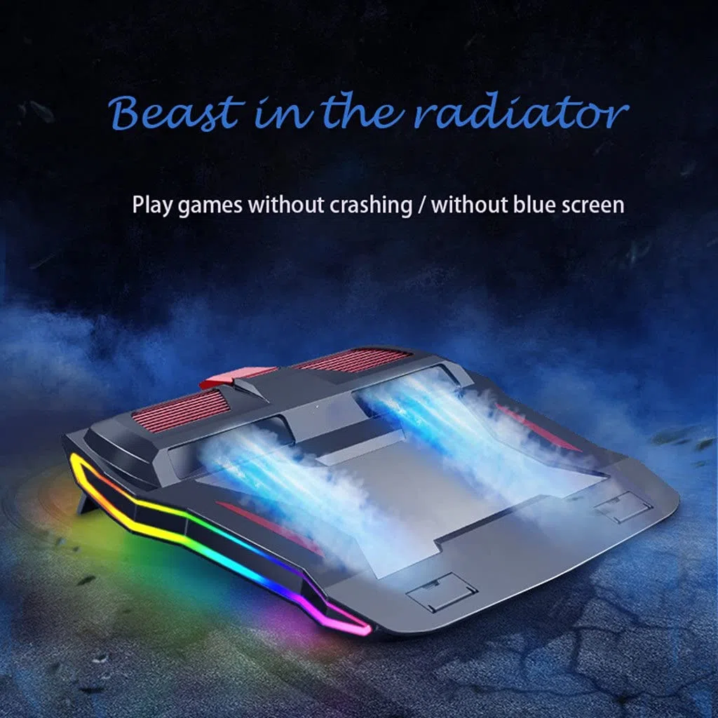 RGB Gaming Laptop Cooler Support pour Ordinateur Portable Réglable 3000 TR/Min Puissant Coussin De Refroidissement À Circulation d'air pour Ordinateur Portable 12-17 Pouces