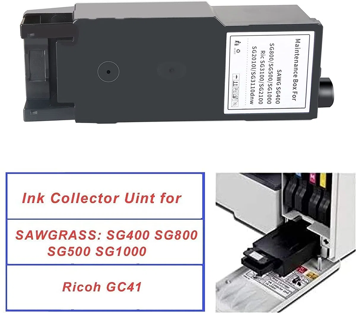 Aomya GC41 réservoir de réservoir de Maintenance d'encre d'unité de collecteur d'encre de déchets, IC41 Compatible SG400 SG400EU SG500 SG500EU SG1000 SG800EU SG3100DN SG3100SNW SG1000EU SG7100DN