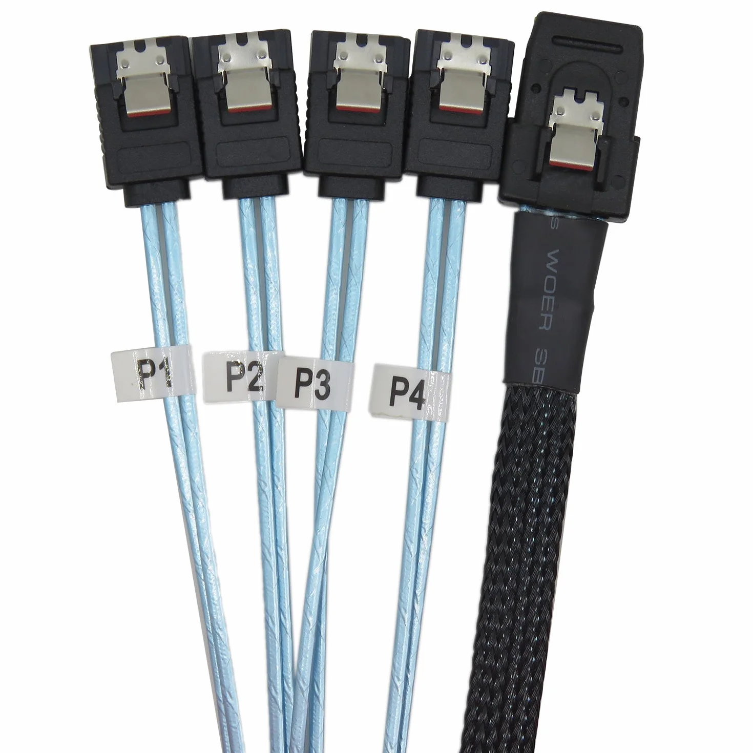 1M Internal Mini SAS 36pin Male W/Latch to SATA 7pin Female (x4) Forward Breakout Cable